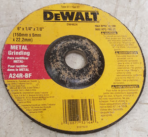 DeWALT DW4624 6" x 1/4" by 7/8" General Purpose Metal Grinding Wheel