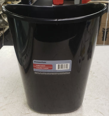 Essentials 7 Qt Plastic Oval Wastebasket - Black