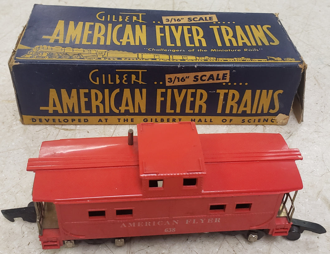 Vintage 1940 Gilbert American Flyer S Gauge 638 Train Caboose with Box - Red