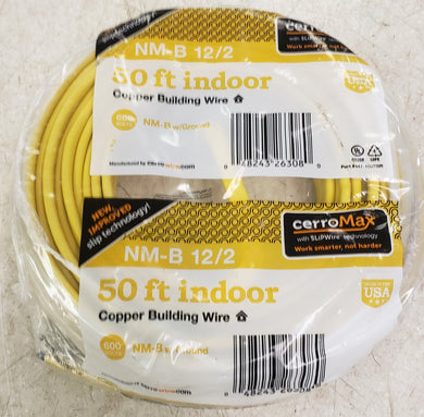 Cerrowire 147-1602CR-3 50' 12/2 Yellow Solid CerroMax SLiPWire Copper NM-B Wire