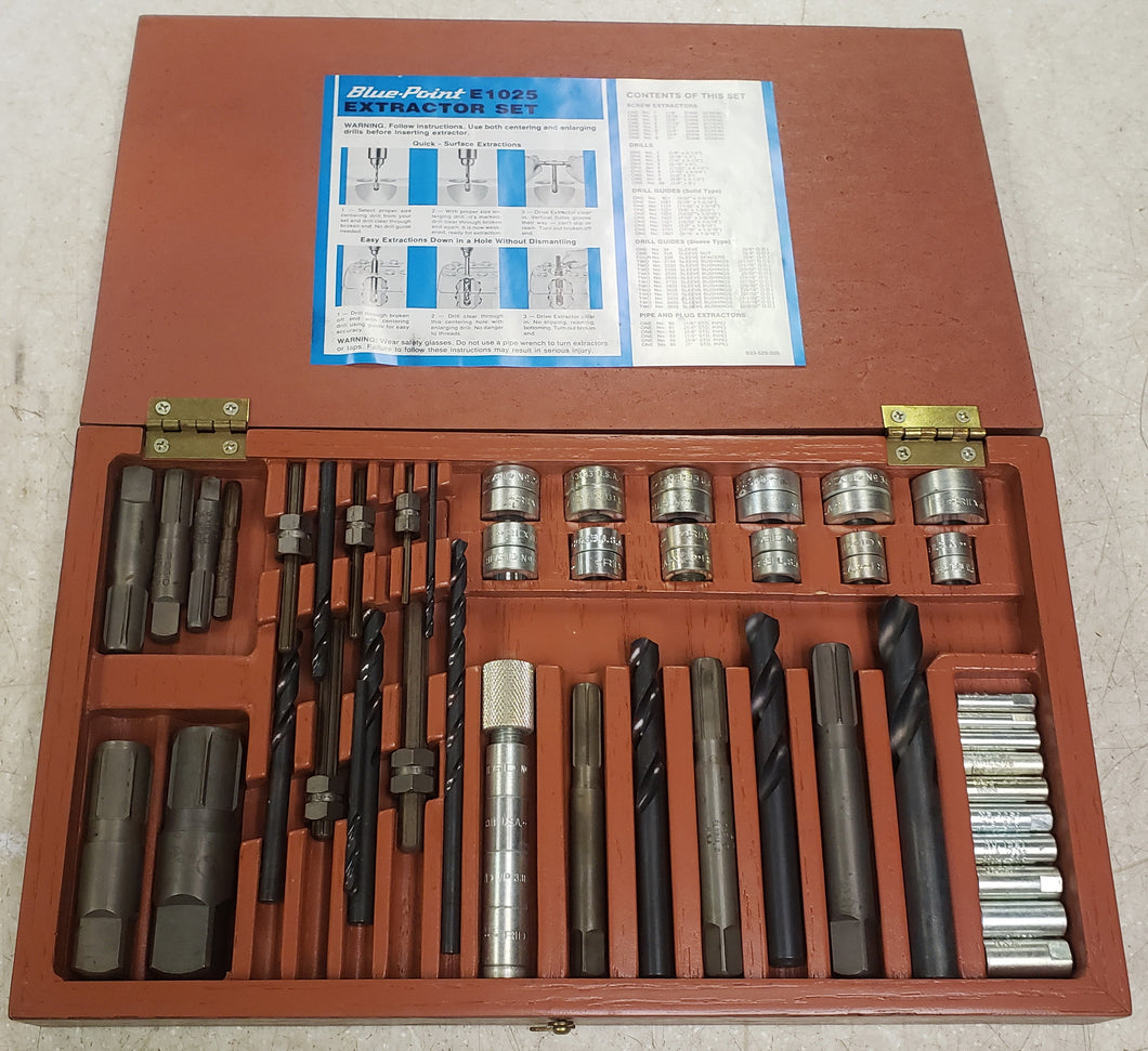 Blue-Point E1025 Screw Extractor Set in Wood Box