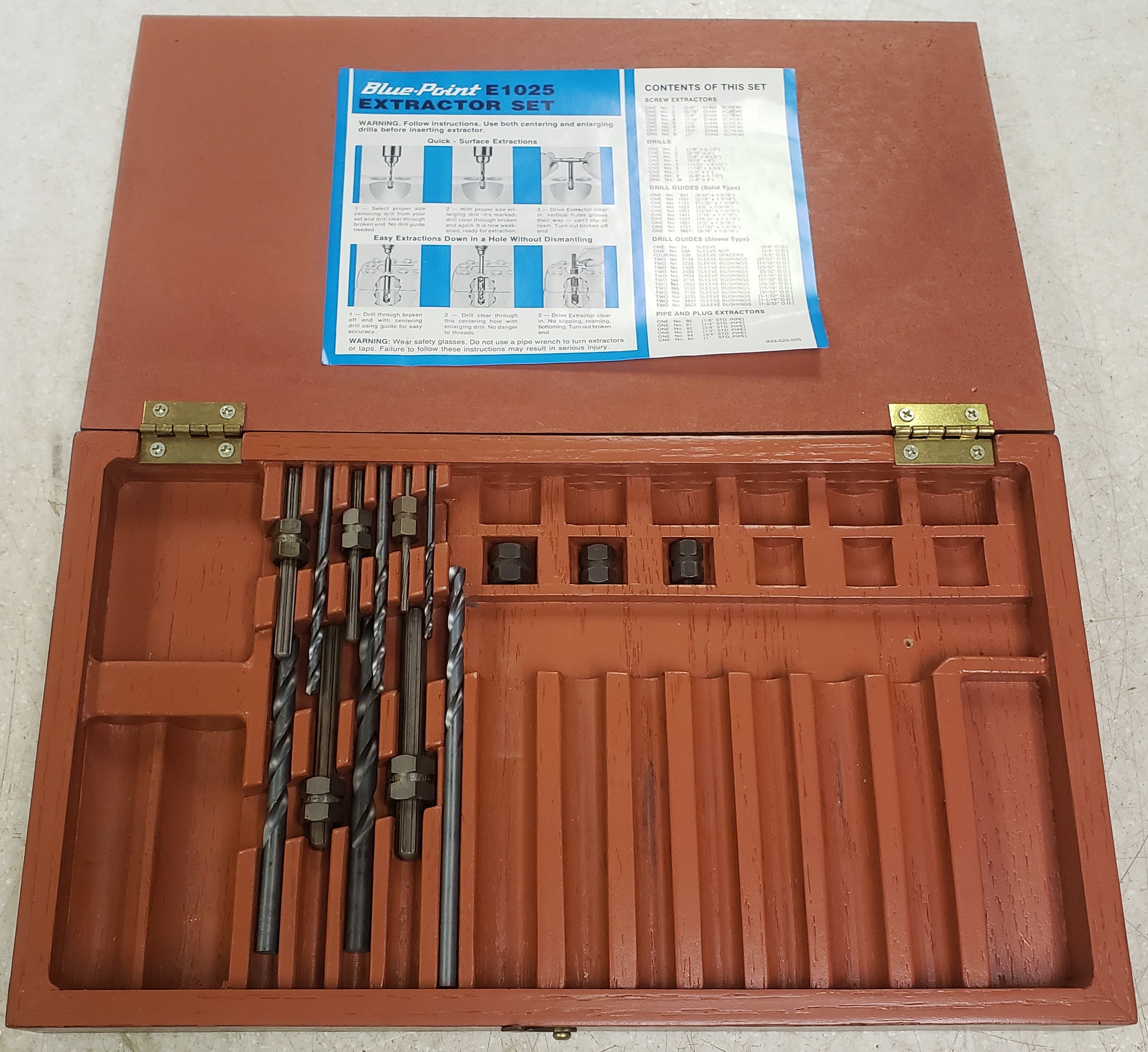 Blue Point E1025 Partial Screw Extractor Set In Wood Box Buy Sell blue-point-e1025-partial-screw-extractor-set-in-wood-box-buy-sell