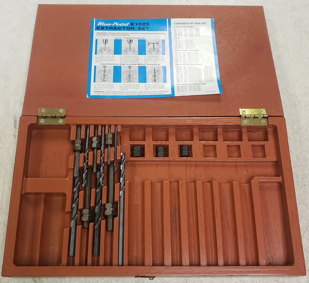 Blue-Point E1025 Partial Screw Extractor Set in Wood Box