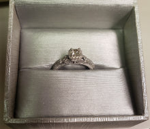 Load image into Gallery viewer, 2.45 dwt 10KW gold ring with larger princess cut, smaller round diamonds - size 7-1/8
