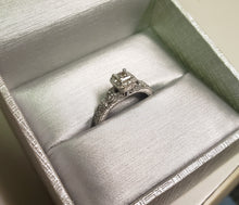 Load image into Gallery viewer, 2.45 dwt 10KW gold ring with larger princess cut, smaller round diamonds - size 7-1/8