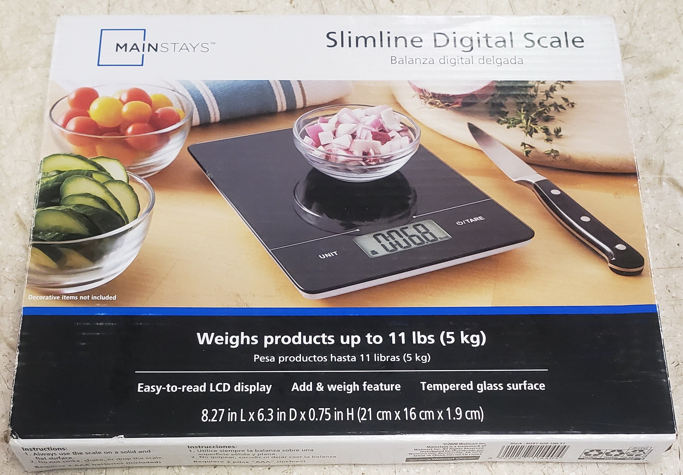 Mainstays MS81-020-100-51 11 lbs Glass Digital Scale - Black