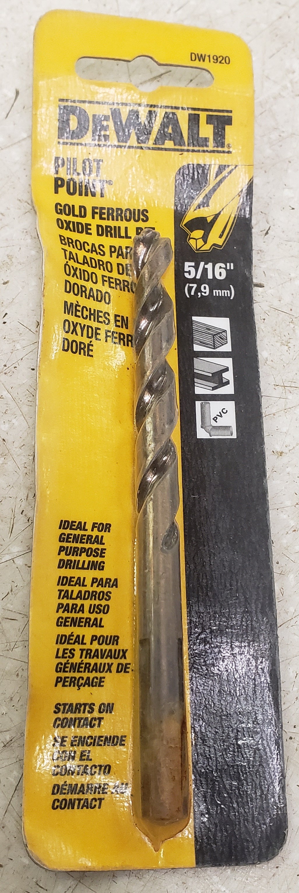 DeWalt DW1920 5/16 By 4-1/2 Inch High Speed Pilot Point Drill Bit