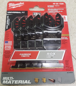 Milwaukee 49-25-1526 1-3/8" Carbide Universal Fit Extreme Wood and Metal Cutting Multi-Tool Oscillating Blade (5-Pack)