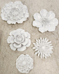 5-Piece White Floral Wall Decoration Set