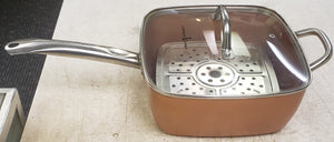 Copper Chef 9-1/2" Copper Non-Stick Square Fry Pan with Lid