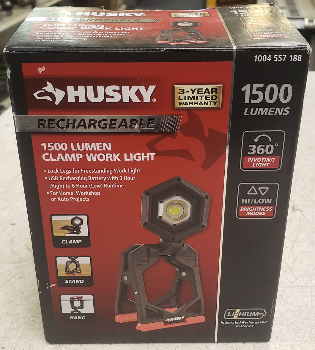 Husky CL1500HD 1500-Lumens Rechargeable Clamp LED Work Light