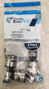 SharkBite K058Z3 EvoPEX 3/4" x 1/2" Push-to-Connect Reducing Coupling (3-Pack)