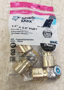 SharkBite UR072Z4 Max 4-Pack 1/2" Push-to-Connect x 1/2" FNPT Female Adapter