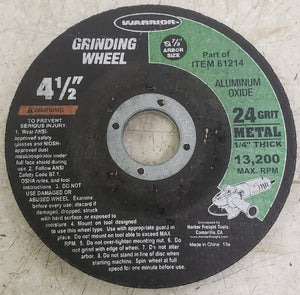 Warrior 61214 4-1/2" 24 Grit Metal Grinding Wheel