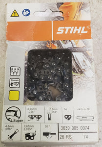 Stihl 26RS 74 Rapid Super 18" Bar .325 Pitch .063 Guage Chainsaw Chain