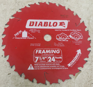 Diablo D0724R 7-1/4" x 24-Teeth Tracking Point Framing Saw Blade for Wood