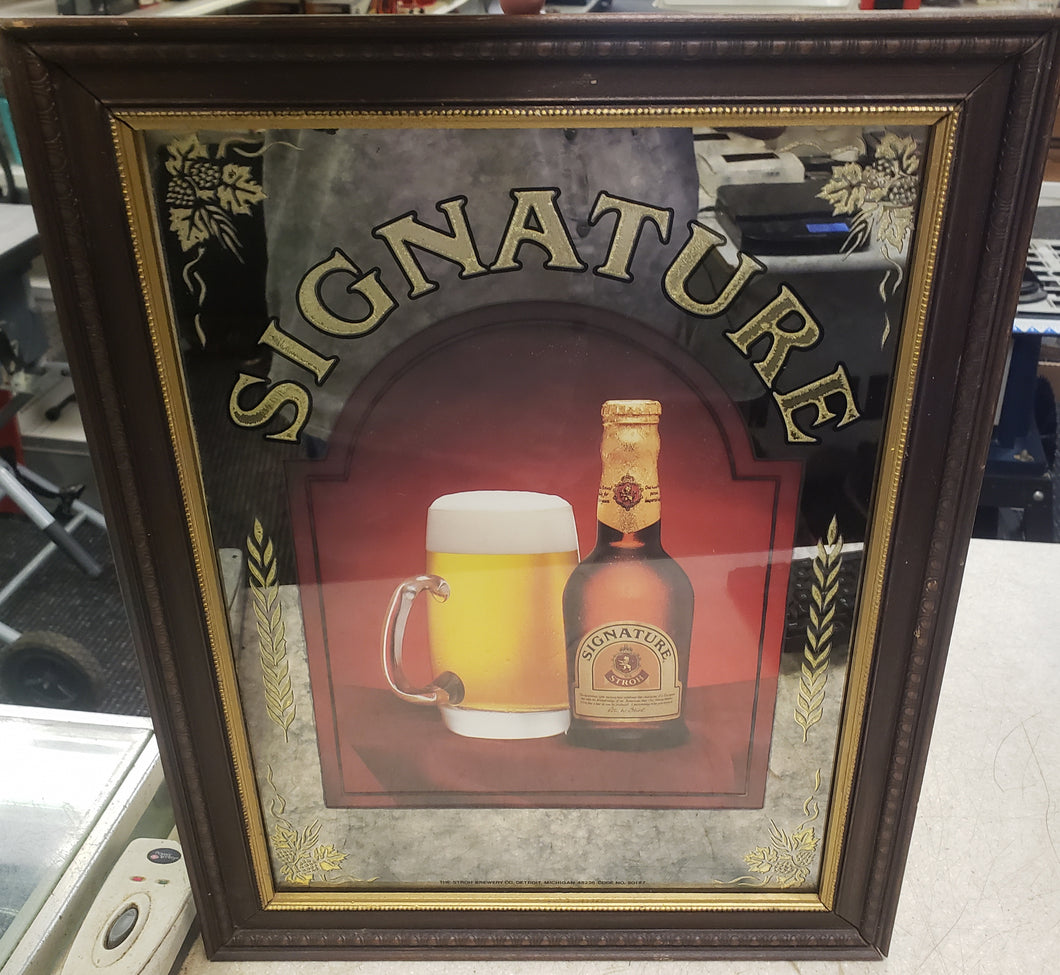 Vintage Stroh Signature Beer Mirror Sign 21