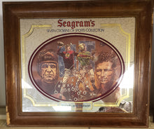 Load image into Gallery viewer, Vintage Seagrams Seven Crowns of Sports Collection Baugh and Hutson Mirror Sign (20.5&quot; x 17.5&quot;)