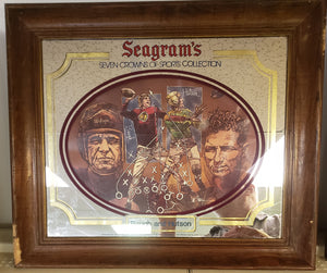 Vintage Seagrams Seven Crowns of Sports Collection Baugh and Hutson Mirror Sign (20.5" x 17.5")