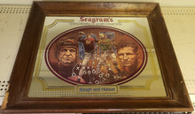 Load image into Gallery viewer, Vintage Seagrams Seven Crowns of Sports Collection Baugh and Hutson Mirror Sign (20.5&quot; x 17.5&quot;)