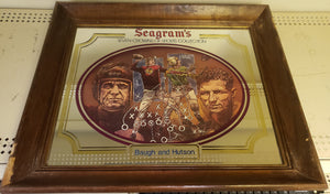 Vintage Seagrams Seven Crowns of Sports Collection Baugh and Hutson Mirror Sign (20.5" x 17.5")