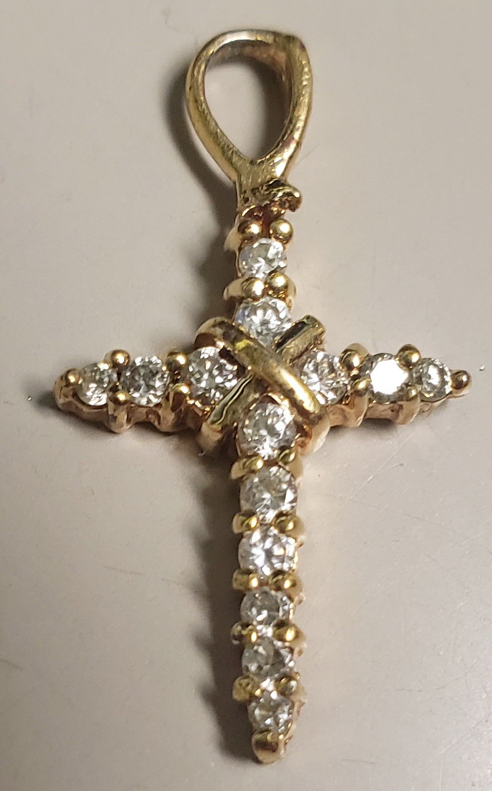 .99 dwt .925 sterling silver gold-plated cross with cubic zirconia