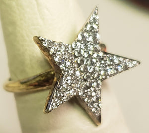 .925 sterling silver gold plated ring with star - size 5