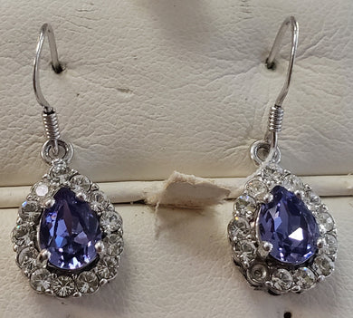 2.26 dwt .925 sterling silver earrings with swarovski crystal elements (1 missing gem)