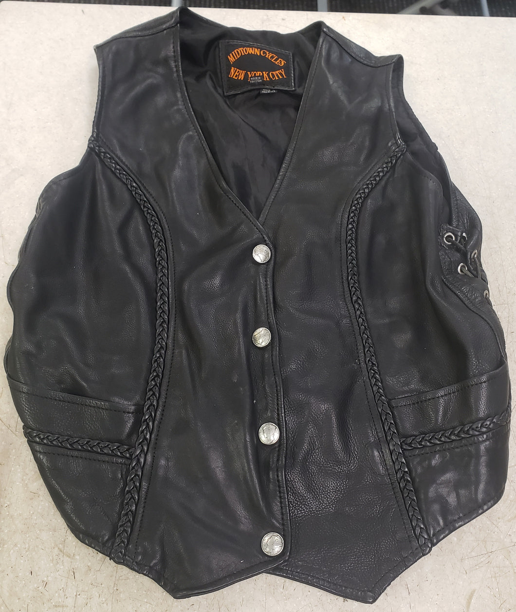 Midtown Cycles New York City Womens Leather Vest - Black - size 11