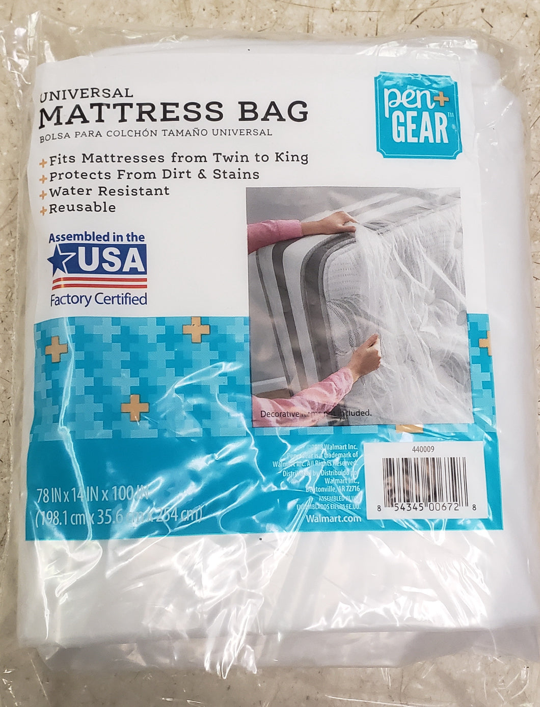 Pen+Gear 440009 Universal Mattress Bag, Fits All Bed Sizes from Twin to King, Moving Supplies, Plastic, Clear