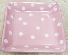 Load image into Gallery viewer, Pampered Chef &quot;Help Whip Cancer&quot; 8-1/4&quot; Square Polkadot Plate