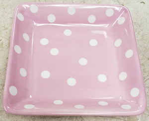 Pampered Chef "Help Whip Cancer" 8-1/4" Square Polkadot Plate