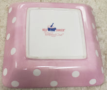 Load image into Gallery viewer, Pampered Chef &quot;Help Whip Cancer&quot; 8-1/4&quot; Square Polkadot Plate