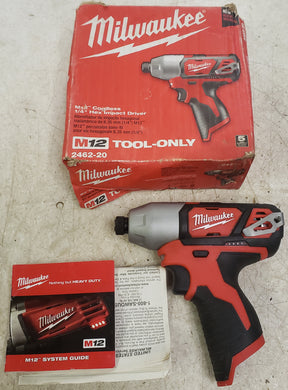 Milwaukee 2462-20 M12 12V Lithium-Ion Cordless 1/4 in. Hex Impact (Tool-Only)