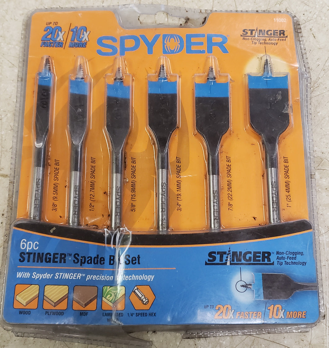 Spyder Stinger 11002  6-Piece x 6' Woodboring Spade Drill Bit Set