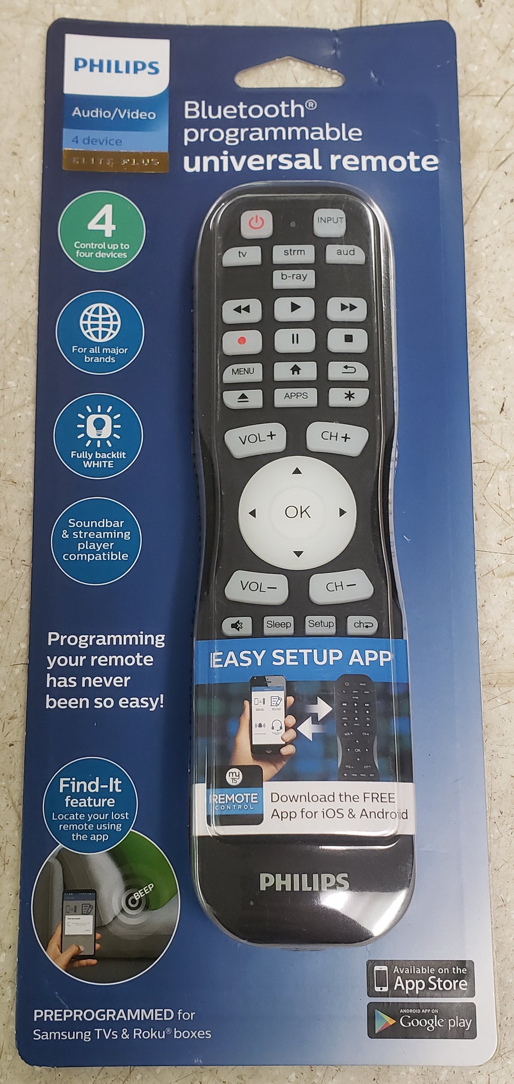 Philips 4-Device Bluetooth Universal Remote Control - Black