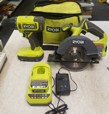 Ryobi PCL1201K2 ONE+ 18V Cordless 2-Tool Combo Kit with Drill/Driver, Circular Saw, (2) 1.5 Ah Batteries, and Charger