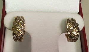 3.80 dwt 14K gold earrings with diamonds