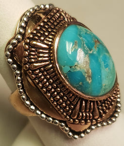 9.71 dwt gold-plated sterling silver Barse turquoise ring - size 9