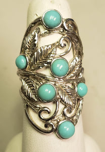 6.84 dwt Israel turquoise silver tone ring - size 7.25