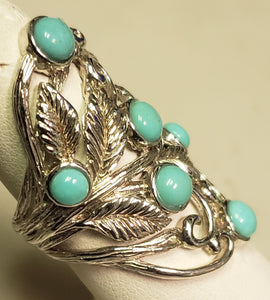 6.84 dwt Israel turquoise silver tone ring - size 7.25