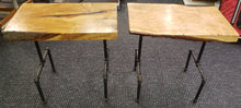 Load image into Gallery viewer, Set of 2 Cast Iron Pipe Leg Natural Wood Tables