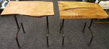 Load image into Gallery viewer, Set of 2 Cast Iron Pipe Leg Natural Wood Tables