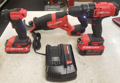 Craftsman V20 20V 3-Piece Drill, Reciprocating Saw, Flashlight Combo Kit