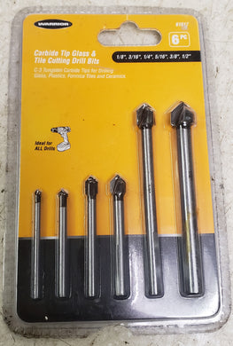 Warrior 61617 6-Piece Carbide Tip Glass and Tile Cutting Drill Bit Set