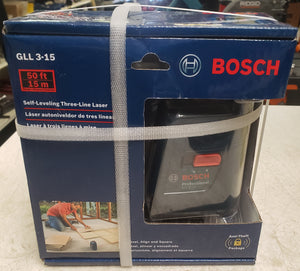 Bosch GLL 3-15 50' Red Self-Leveling 3-Plane Laser Level