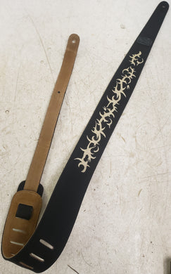 City Limits Leather Guitar Strap - Black with Gold Accent