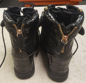 Giuseppe Zanotti COBY High Top Leather Sneakers - Black with Gold size 6.5