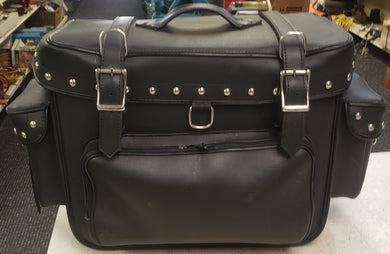 Large Black Leather Sissy Bar Bag (25.5 W x 15.5 H x 10 D)