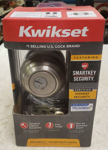 Kwikset 98515SMTCPK4V1 Satin Nickel Double Cylinder Deadbolt featuring SmartKey Security